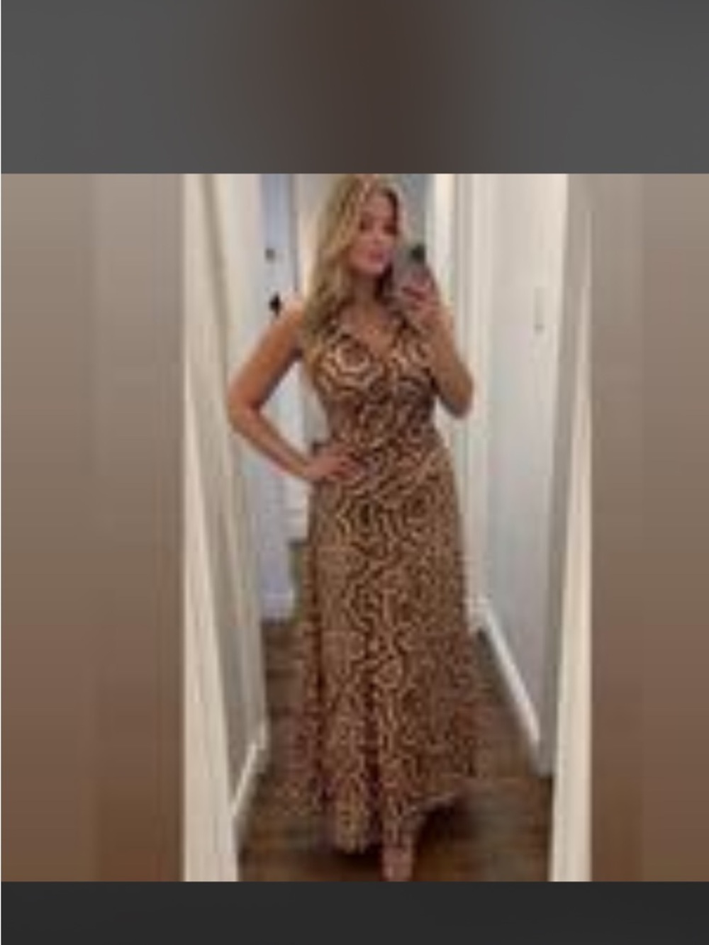 Misa los angels Sleeveless Brown Animal Print Maxi Dress